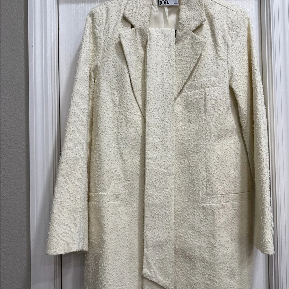 White Belted Mini Dress Blazer